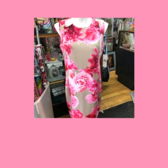 Calvin Klein Scuba Floral Knee Length Dress - Large 40 bust DB1 Brand New - Picture 3 of 11
